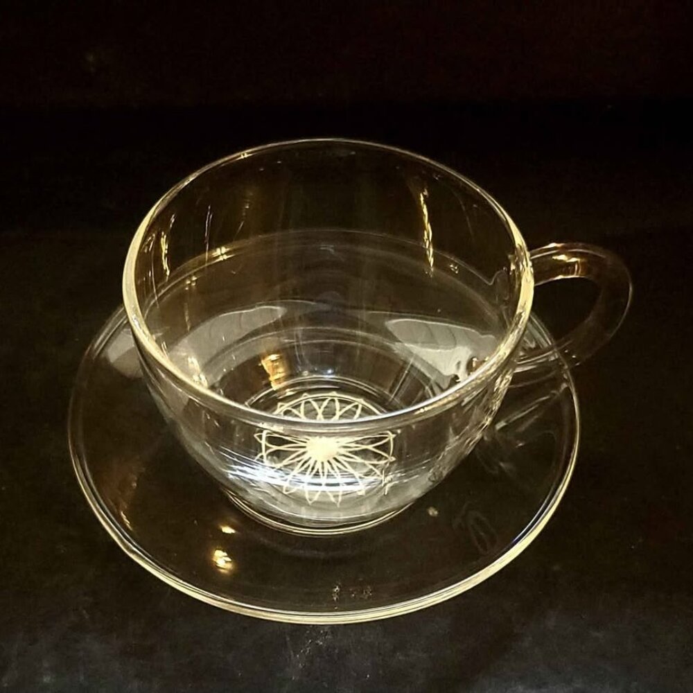 Teaposy Soul Mates Handblown Glass Coffee Teacup and Saucer